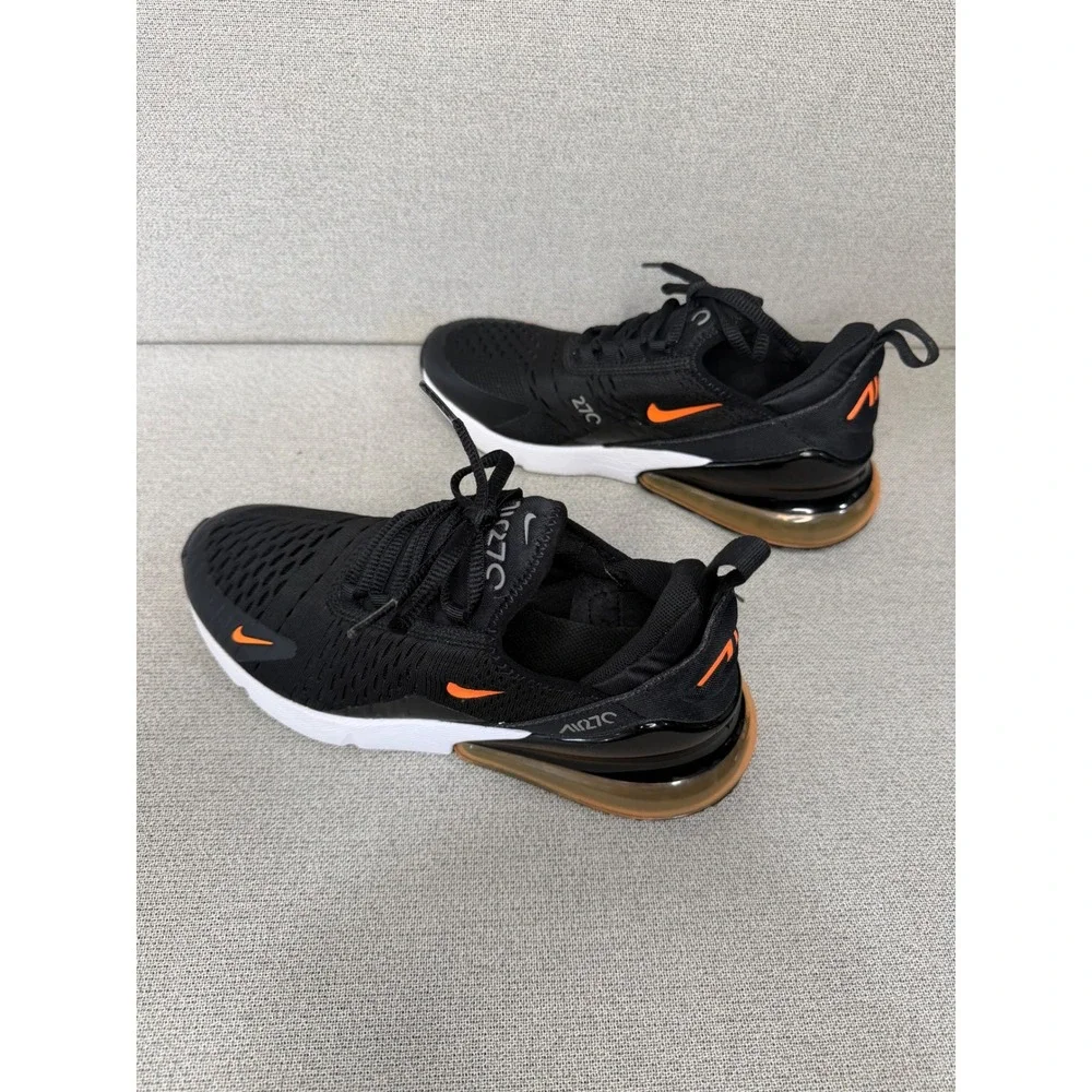 Nike Air Max 270 Black Orange DM3208-001 Kids 5Y Womens 6.5 Running Shoes